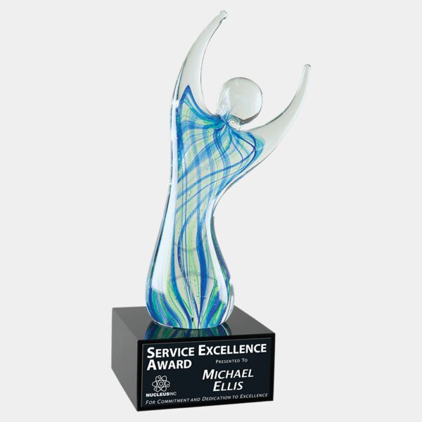 9" Raised Arms Art Glass with Square Base Thumbnail