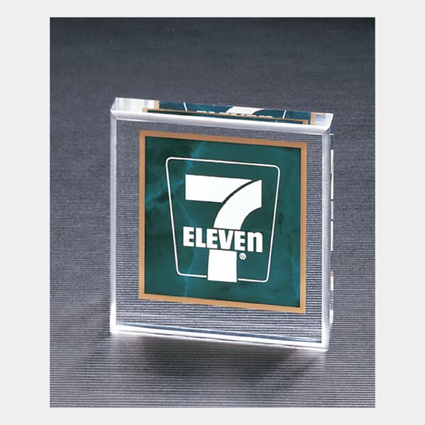 3 3/4" x 3 3/4" Emerald Marble Design Acrylic Paperweight Thumbnail