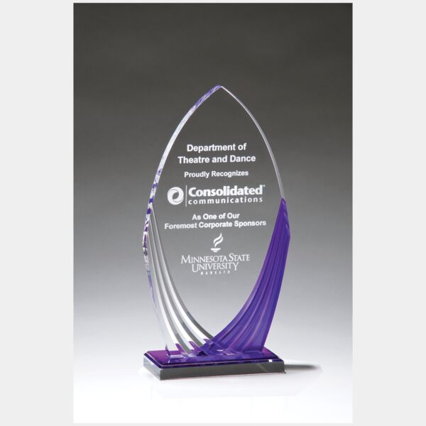 5 1/4" x 9 3/4" Tidal Series Acrylic with Printed Violet Accent and Violet Mirror-Topped Base Thumbnail