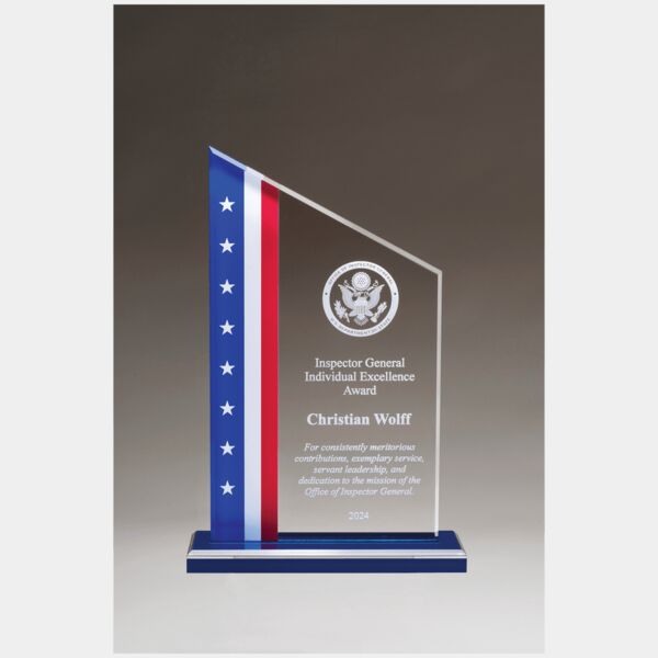 6 3/4" x 10 3/4" Zenith Series Acrylic with American Flag Design, Mirror Top Base Thumbnail