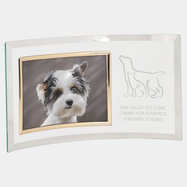 13" x 7 1/2" Jade Glass Crescent with 7" x 5" Picture Frame Thumbnail