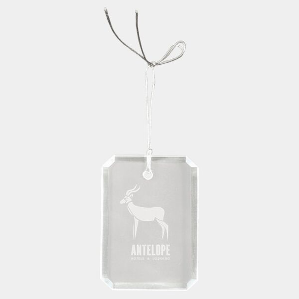 3" Crystal Rectangle Clipped Corner Ornament Thumbnail