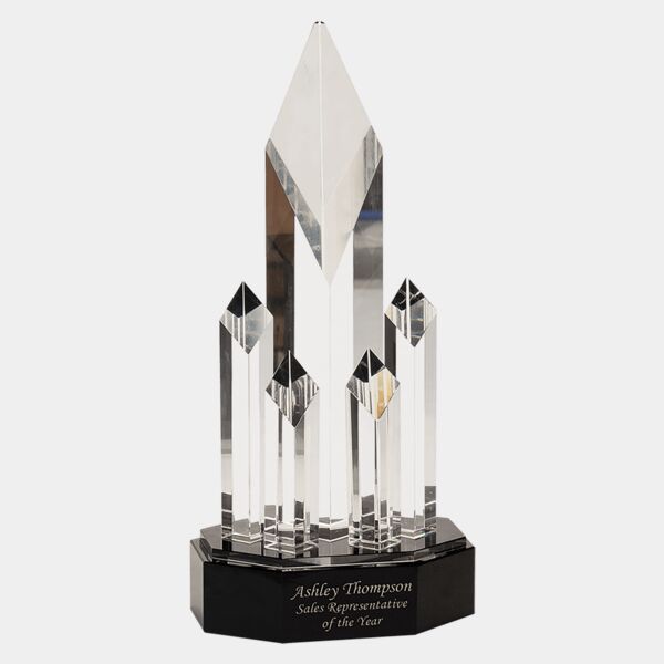 11" Crystal 5 Rising Diamonds on Pedestal Base Thumbnail