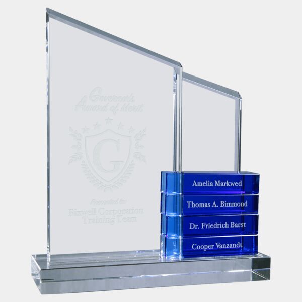 8" x 9" Crystal Perpetual Standup Plaque with 4 Crystal Blocks Thumbnail