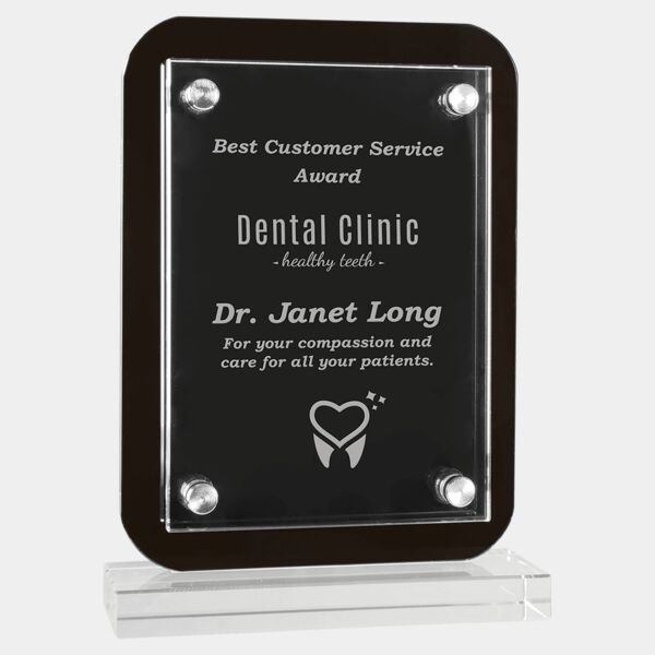 5 1/2" x 7 3/4" Floating Glass Standup Plaque Thumbnail