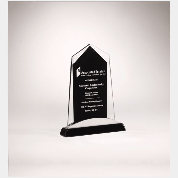 6 5/8" x 9 7/8" Apex Series Glass Award, Piano Finish Base with Aluminum Accent Thumbnail