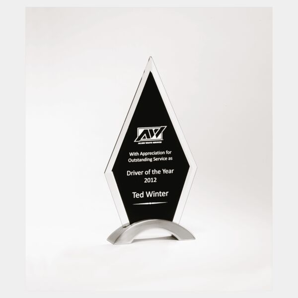 5 5/8" x 10" Beveled Glass with Silkscreen and Aluminum Accent Base Thumbnail