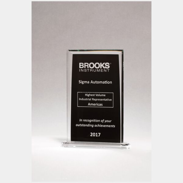 6 1/4" x 8 1/4" Rectangular Glass Award with Silkscreened Center Thumbnail