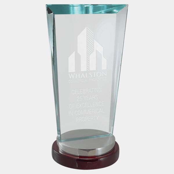 4 1/4" x 9 3/4" Premium Series Glass Award with and Aluminum Base Thumbnail
