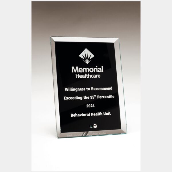 6" x 8" Glass Plaque with Painted Background, Silv er Plated Easel Post Thumbnail