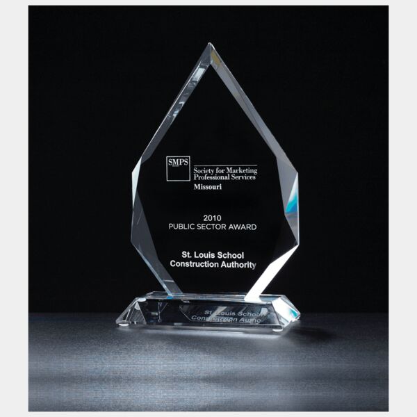 5 7/8" x 9 7/8" x 3/4" Thick Flame Series Multi-Faceted Optical Crystal Award Thumbnail