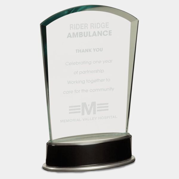 8 3/4" Jade Fan Metro Glass with and Piano Finish Base Thumbnail