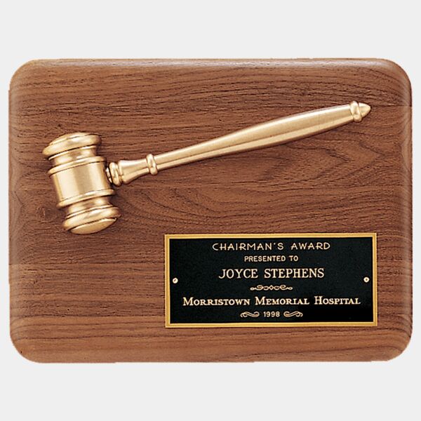 Solid 9" x 12" Plaque with Antique Half Gavel Thumbnail