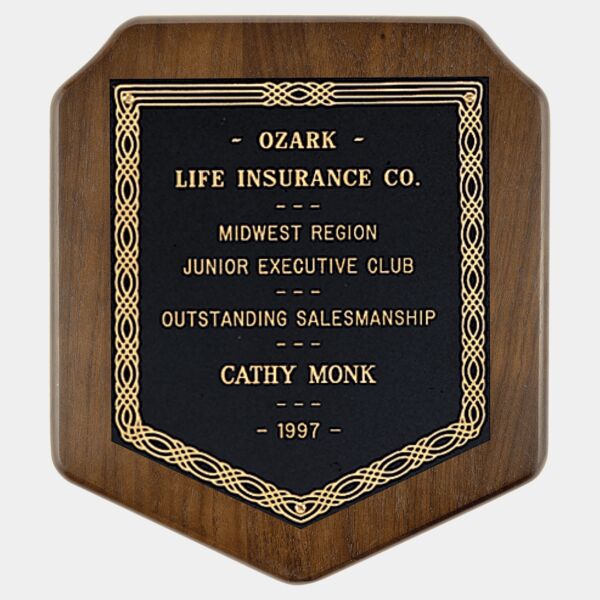 7" x 8" Jewelers Laserable Border Plate on an American Plaque- Sheffield Series Thumbnail