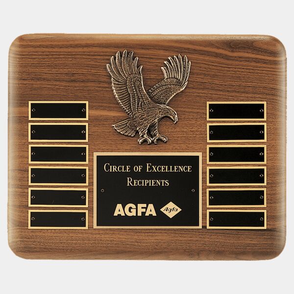13" X 10 1/2" Solid American Plaque with Finely Detailed Antique Eagle Casting and LaserFX Header and 12 Perpetual Plates Thumbnail