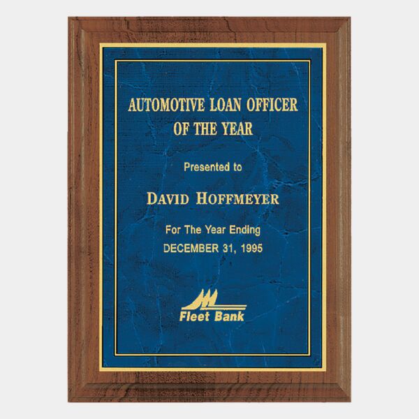 7" x 9" American Step Edge Plaque wiht a Border Sapphire Marble LaserFX Plate Thumbnail