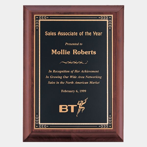 8" x 10" Hand Rubbed Finish Plaque with Florentine Border LaserFX Plate Thumbnail