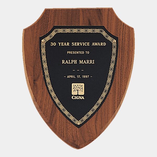 10" x 12" Jewelers Laserable Border Shield Plate on an American Shield Plaque- Sheffield Series Thumbnail