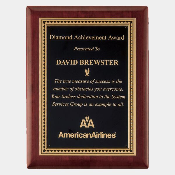 7" x 9" Airflyte Premium Piano Finish Plaque with Border LaserFX Plate Thumbnail