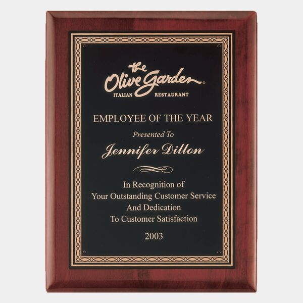 10 1/2" x 13" Airflyte Premium Piano Finish Plaque with Border Laserable Brass Plate Thumbnail