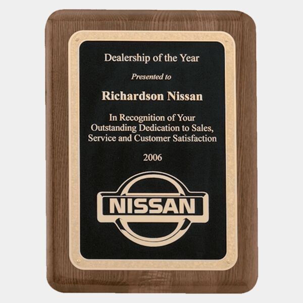 8" x 10 1/2" Airflyte Piano Finish Plaque with Textured Florentine Border LaserFX Plate Thumbnail