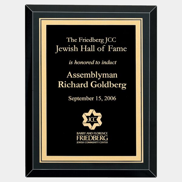 9" x 12" Airflyte Premium Mirror Glass Plaque with Florentine Border LaserFX Plate Thumbnail