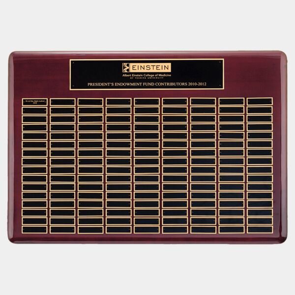 22" x 30"/Plates 7/8" x 2 3/4" Piano Finish 96 Plate Perpetual Plaque with Brass Plates Thumbnail