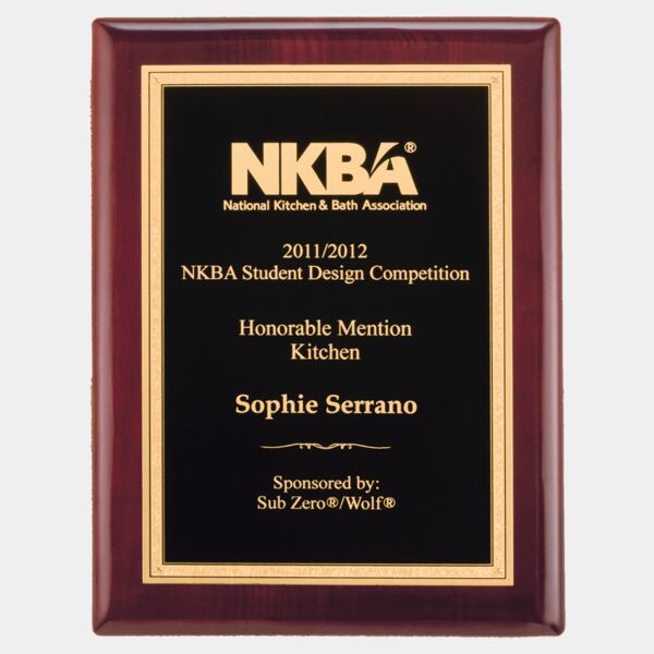 11" x 14" Airflyte Piano Finish Plaque with Textured Florentine Border LaserFX Plate Thumbnail