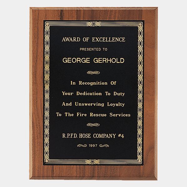 9" x 12" Jewelers Laserable Border Plate on an American Plaque- Sheffield Series Thumbnail