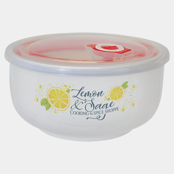 3" x 5.7" Ceramic Storage Bowl with Flexible Plastic Lid Thumbnail