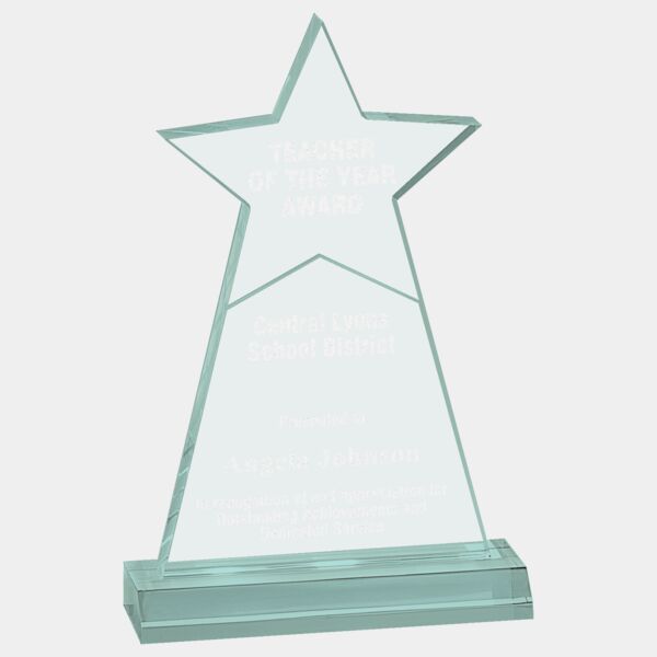 4 3/4" x 8" Jade Star Obelisk Acrylic with 5 3/4" Base Thumbnail