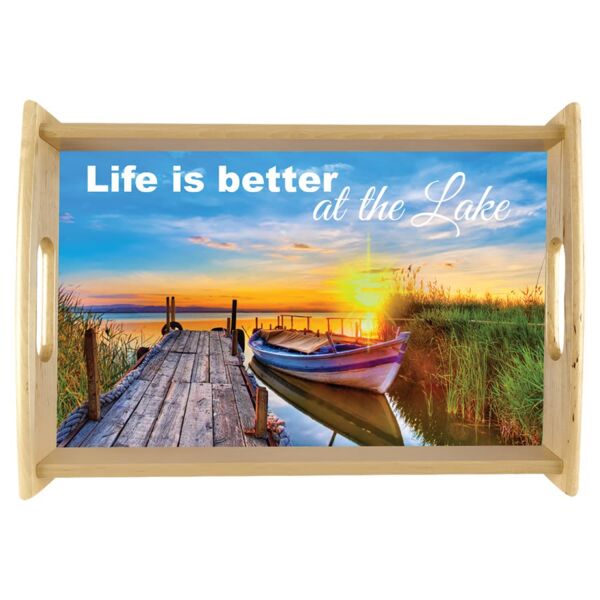 17.625" x 11.875" Unisub Natural Serving Tray with Sublimatable Insert Thumbnail