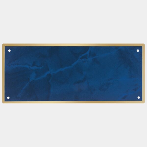 3 1/2" x 10 1/8" Sapphire Marble Plate with Border, Four Holes, and Round Corners Thumbnail