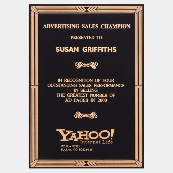 7" x 10" Laser Engravable Brass Plate with Southwestern Design Border and Four Holes Thumbnail