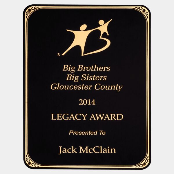 6 1/4" x 8 1/2" LaserFX Laser Plate with Rounded Corners, Border and Four Holes Thumbnail