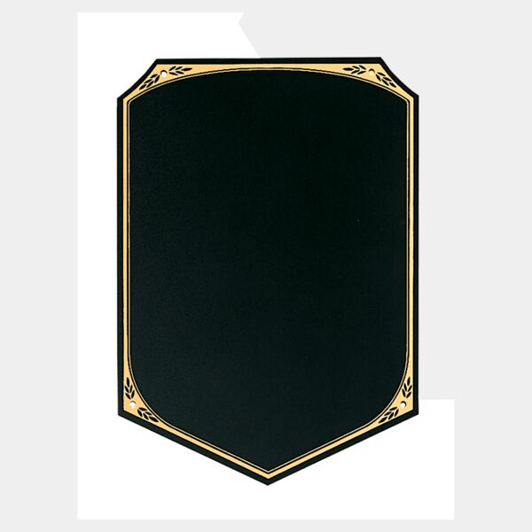 5 1/4" x 6 1/4" Brass Plate with Pointed Bottom, Florentine Border and 4 Holes (Fits P1646) Thumbnail