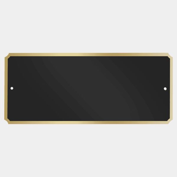 2 7/8" x 6 7/8" Laserable Brass Plate with Notched Corners, Border and 2 holes Thumbnail