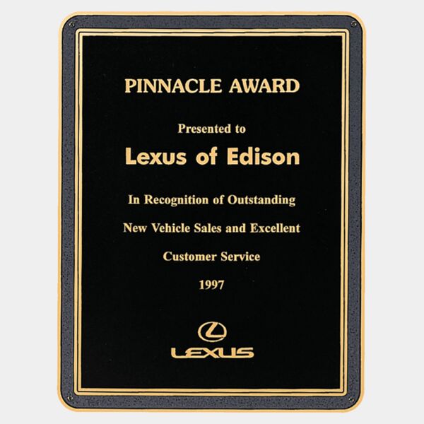 7" x 10" Brass Plated Steel Textured Plate with Florentine Border Thumbnail